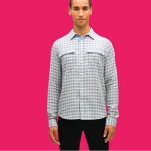 Nau Aere Long Sleeve Button Up Shirt Lagoon Plaid / Medium / Men’s NWT